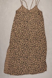 Vestido Aerie para mujer XL marrón estampado animal sin mangas espagueti con correas de espagueti midi - Imagen 1 de 9
