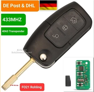 Auto Funk Schlüssel 433 MHZ für FORD FOCUS MONDEO GALAXY  S-Max   C-Max [15] - Bild 1 von 3