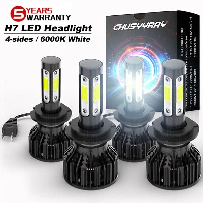 For Mercedes-Benz C250 C300 C350 4Pcs H7+H7  Combo LED Headlight High/Low Beam - Image 1 of 4