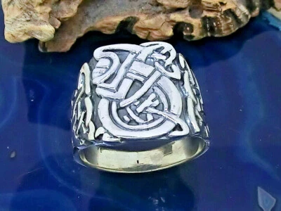 Anello Sigillo Celtico In Argento 925 Per Uomo - Immagine 1 di 4