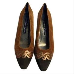 MARTINEZ VALERO Vintage Colorblock Suede Pumps Size 8.5 - Picture 1 of 10