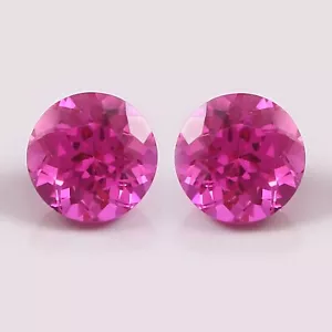 Natural Ceylon Pink Sapphire Loose Round Matched Pair Gemstone Cut 11x11 MM - Picture 1 of 6
