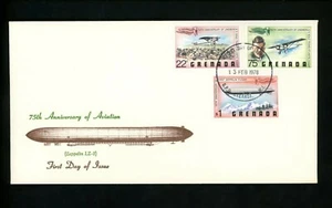 Postal History FDC #834-840 SET OF 2 Grenada 1978 Aviation zeppelin airplanes - Picture 1 of 4