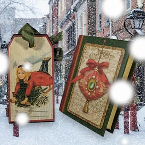 ¡Paquete! Adorno decorativo de tarjeta de regalo de madera y un libro de Navidad de madera... - Imagen 1 de 6