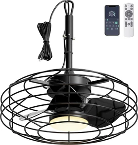Outdoor Ceiling Fans with Light for Patios, 20'' Wet Rated Gazebo Fan Remote&App - Picture 1 of 9