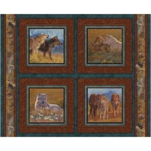 Wolf Territorial Trail - Stoff Steppdecke Kissen Panel - 100% Baumwollstoff - Bild 1 von 1