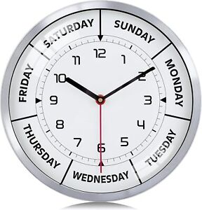 Lafocuse Silent Metal Day Clock for Elderly,Bedroom Clocks Silver 