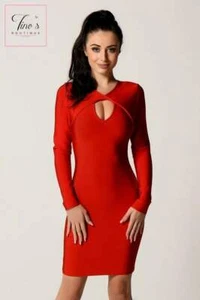 House of CB style 'Alana' Red Peephole Bandage Dress - Picture 1 of 1