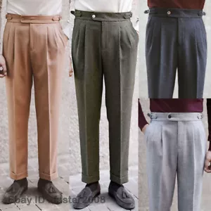 Pantalones Plisados Para Hombre Gurkha Paris con Hebilla Negocios Retro Informales Pantalones - Imagen 1 de 57