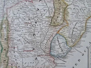 Bolivia Uruguay De La Plata Patagonia Chile Argentina 1850 mapa detallado Meyer - Imagen 1 de 4