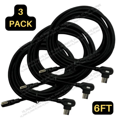 Paquete de 3 cables de carga rápida de 90 grados PD tipo C de 6 pies para Samsung iPhone 15 Pro Max Foto 1 de 4