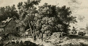 Antique Master Print-LANDSCAPE-WATERMILL-CONKEY-MAN-Kobell-1776 - Picture 1 of 5
