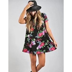 Abito Show Me Your Mumu Jardina babydoll nero floreale taglia Medium - Foto 1 di 5
