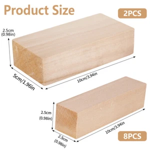 10Pcs Basswood Carving Block Natural Soft Wood Carving Block 2 Sizes bvcUl VCM - Picture 1 of 11