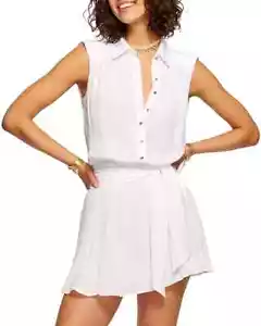 Ramy Brook Peyton Button Front Mini Dress Women's XXS Ivory Collared Sleeveless - Picture 1 of 16