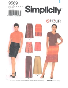 Simplicity 9569 Sewing Pattern Misses 2 Hour Skirts Sizes 16-18-20-22 Uncut - Picture 1 of 4