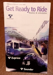 Sound Transit 2001 Streckenplan Fahrplan Buch Bus Bahn Trolley Seattle Tacoma WA - Bild 1 von 3