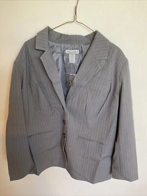 Blazer Jessica London para mujer gris a rayas talla 14 forrado chaqueta de trabajo profesional Foto 1 de 4