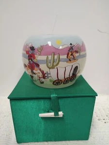 Portacandele in vetro design cowboy vintage con scatola originale - Foto 1 di 14