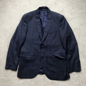 Hackett London Men’s Wool Check Blazer Jacket Sports Coat Navy Blue Size 40 / 42 - Picture 1 of 17