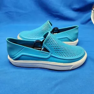 Crocs Citilane Roka Kids Size 1 J1 Blue Rubber Slip On Loafers Water Shoes - Picture 1 of 10