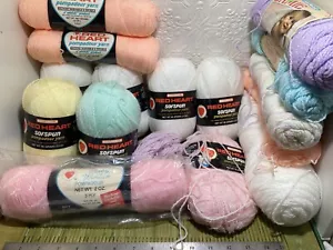 Lot of 13+ VTG Baby Yarn Pompadour Pastels Mixed Brands Mostly NEW Wintuk Sofspu - Picture 1 of 12