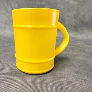 Anchor Hocking 1960's Barrel Mug Coffee Yellow Painted Milk Glass VTG MCM - Picture 1 of 12