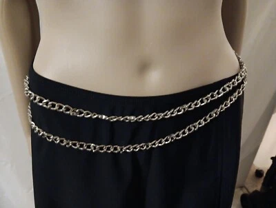 Cinturón vintage doble cadena tono plata Foto 1 de 4