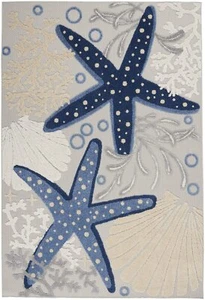 4' X 6' Blue And Gray Indoor Outdoor Area Rug - Picture 1 of 6