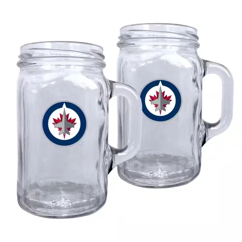Winnipeg Jets NHL Hockey Team Mason Jar Mugs, 2-Pack [Brand New] Cover