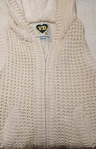 YD Alter 11-12 Jahre 152 cm Creme Ärmellos Pullover Strickjacke mit Kapuze  - Bild 1 von 3