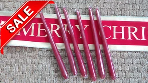 XMAS Candles 10" Tapers Embers Royal Red Unscented candles 6 pack Christmas  NIB - Picture 1 of 9