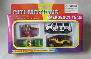 Citi Motions Emergency Team PlaySet Beach Jeep, Van Speed Boat Catamaran Boat - Picture 1 of 5