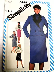 Slim Skirt Blouse Blazer Jacket 12 Simplicity 6165 Sewing Pattern UC VTG Suit - Picture 1 of 9