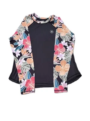 Top protector contra erupciones de manga larga para mujer Hurley, UPF 50+, XL, negro/impresión floral Foto 1 de 4