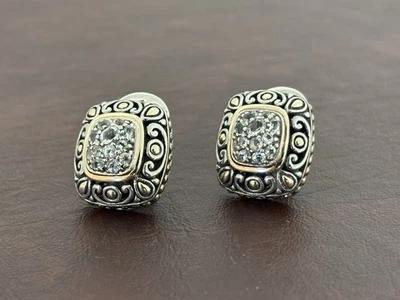 Серьги John Hardy из стерлингового серебра и 18-каратного бриллианта с паве кали галька - Изображение 1 из 4