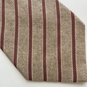 Ermenegildo Zegna Krawatte gestreift creme rot Streifen Seide Baumwolle Krawatte 59” x 3 3/4” - Bild 1 von 4