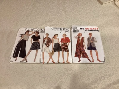 Split Skirts Shorts Gaucho Patterns New Look 6121 6563 & Simplicity 8059 Uncut - Image 1 of 4