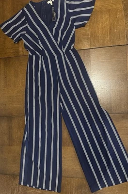 Mono Monteau para mujer talla M azul blanco a rayas pierna ancha abertura lateral nuevo con etiquetas Foto 1 de 4