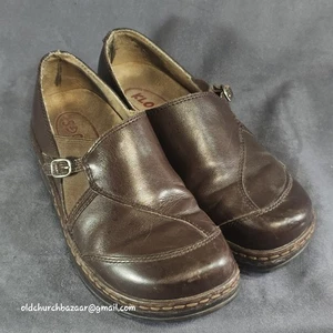 Klogs Brown Leather Clogs With Side Buckle Slip Resistant/ Non- Marking Size 7 M - Picture 1 of 22