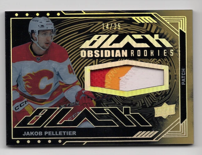 2023-24 UD Black Obsidian Rookie Patch Gold #ORJ-JP Jakob Pelletier 14/35 - Image 1 of 1