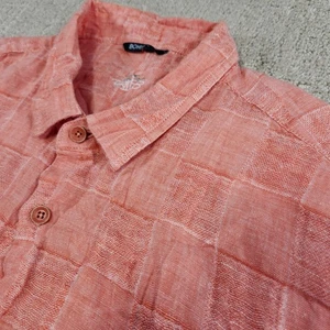 Camisa Bohio de Lino Suave para Hombres XXL Jacquard Cuadros Naranja Abotonada Playa Lujo - Imagen 1 de 10