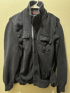 Tommy Hilfiger Heavy Knit Button Jacket Herren XL dunkelgrau Utility Taschen - Bild 1 von 9