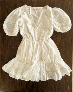 Vestido Abercrombie & Fitch M Manga Abullonada Blanco Botón Mini Algodón  - Imagen 1 de 9