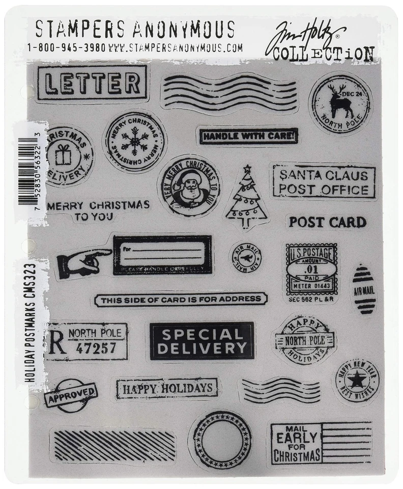 Tim Holtz STAMPS Holiday Postmarks Cms323 Stampers Anonymous
