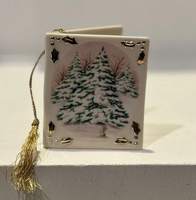 Lenox Christmas Card Ornament Ceramic And Gold In Original Box With Price Tag - Image 1 of 4