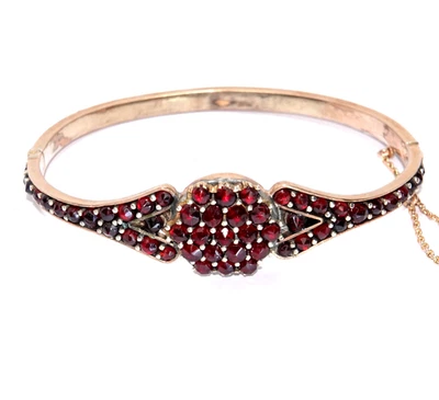 Armreif Granate Antik Tombak und 4,05 ct. böhmische Granate (81) um 1860 - Bild 1 von 4