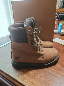 Texas Steer Sport 9” Soft Toe Leather Work Boots Men’s Size 8 EEE Vintage - Picture 1 of 24