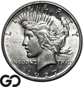 1927-D Peace Dollar, Lustrous White Brilliant Uncirculated++ - Picture 1 of 3
