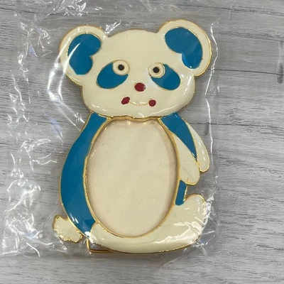 Mini marco de fotos vintage enchapado en oro de 24 quilates con forma de oso panda esmaltado en 2 tonos Foto 1 de 4